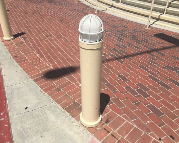 Bollards in the parking area of Pine Hills, Florida